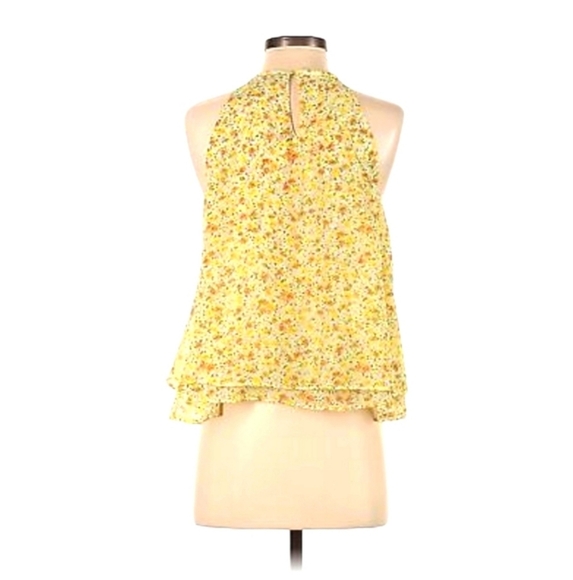 Zara Yellow halter style flowing top with yellow Floral Pattern size s - Picture 2 of 5